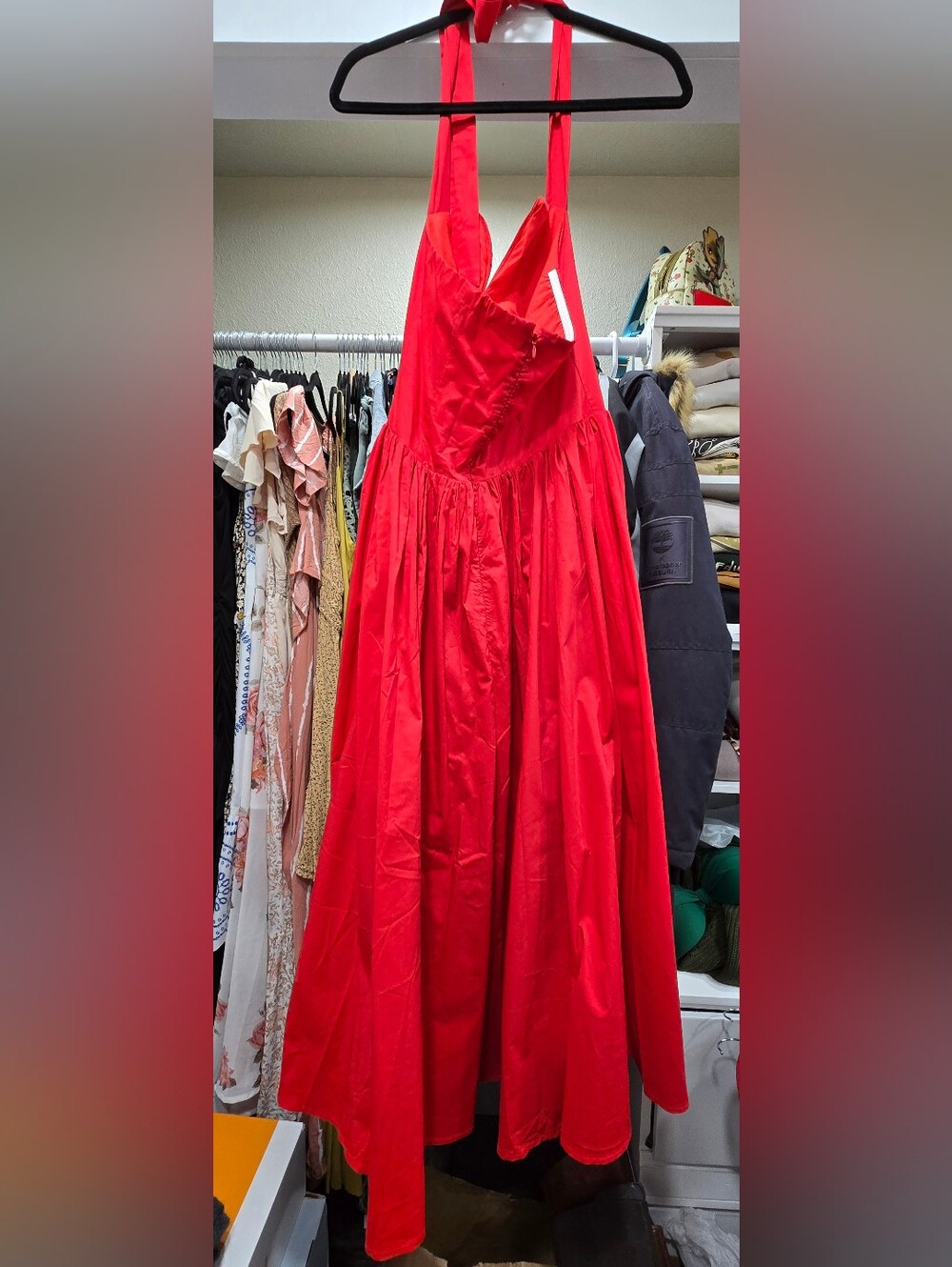 Commense Red Halter Sweetheart-Neck Midi Gown - Picture 10 of 11